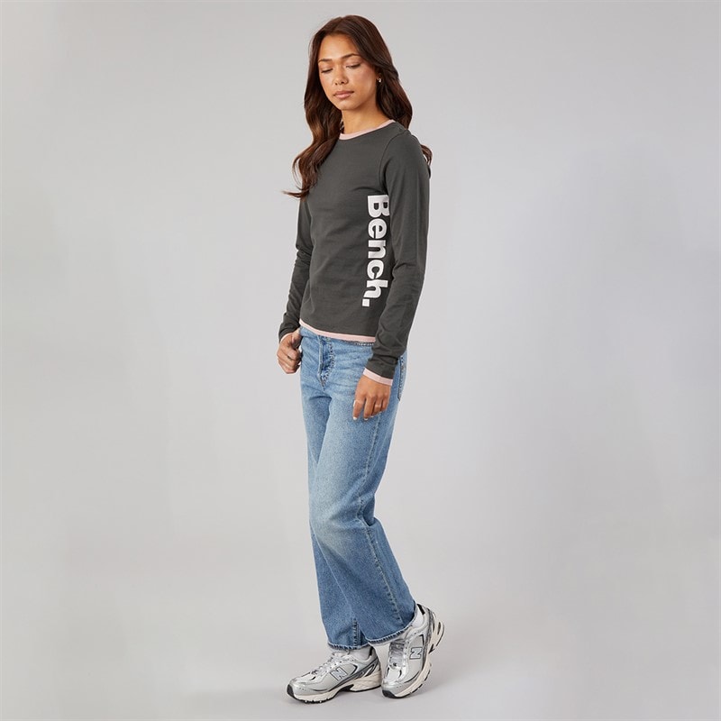 Womens Daina Contrast Double Layer T-Shirt Black/Woodrose - Image 3