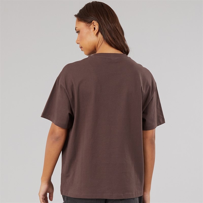 Womens Bianchi Oversized T-Shirt With Puff Print Coffee - Image 2