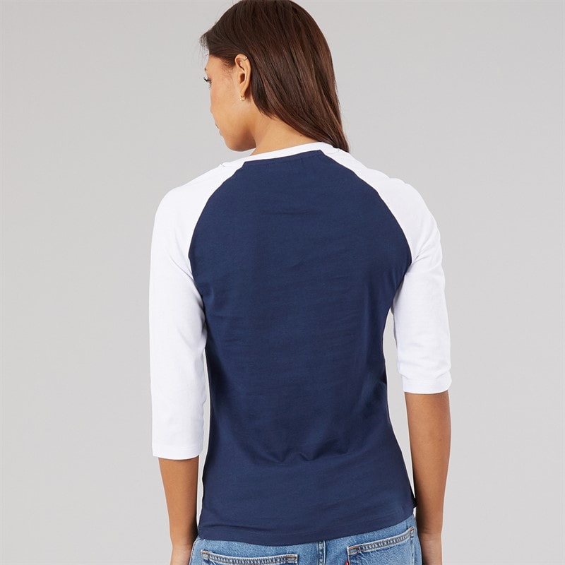 Womens Diah 3/4 Sleeve T-Shirt With Crest Graphic Navy/White - Image 2