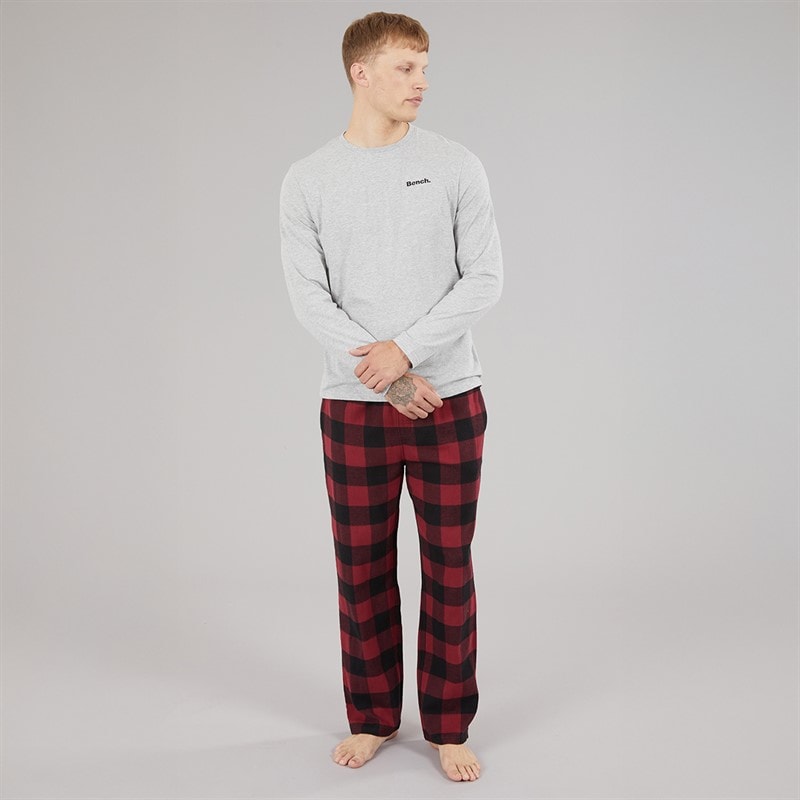 Mens Maugham Lounge Set Grey Marl/Cranberry Juice/Black Check - Image 4