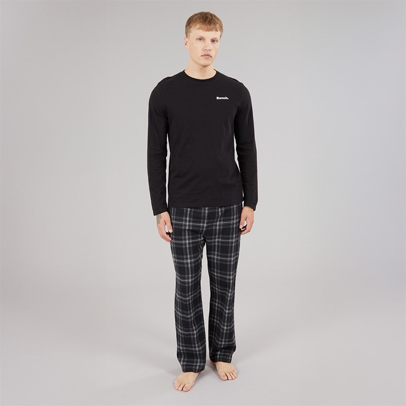 Mens Maugham Lounge Set Black/Black Check - Image 1