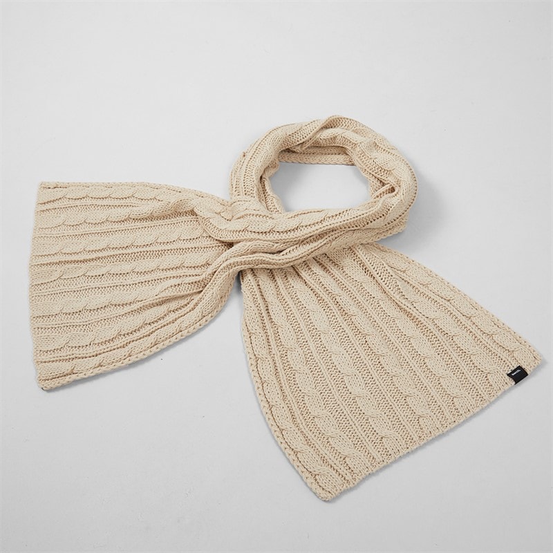 Womens Cable Knit Scarf Dark Chalk - Image 1