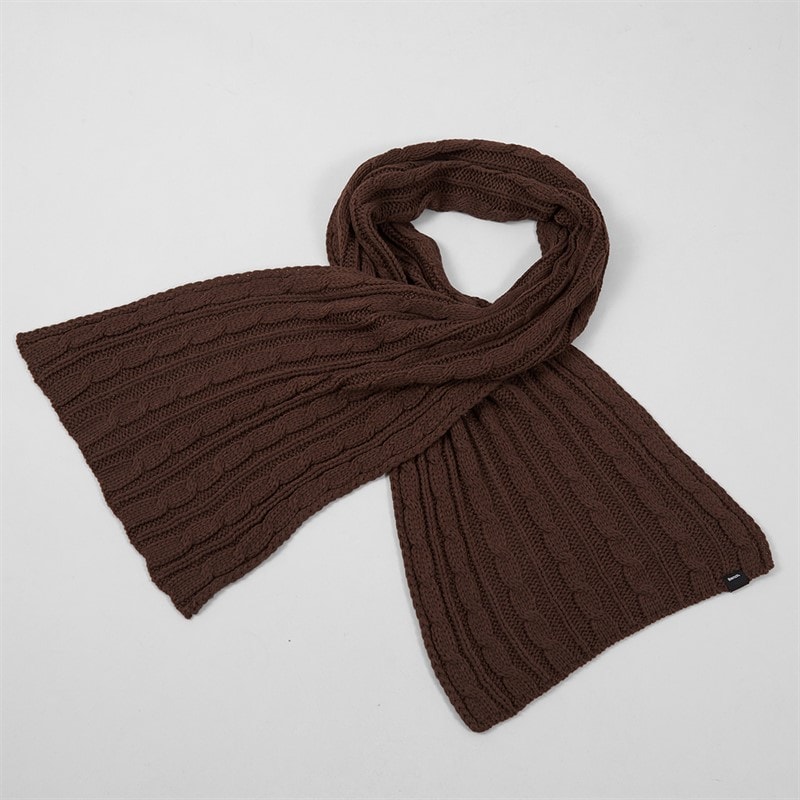 Womens Cable Knit Scarf Coffee - Image 1