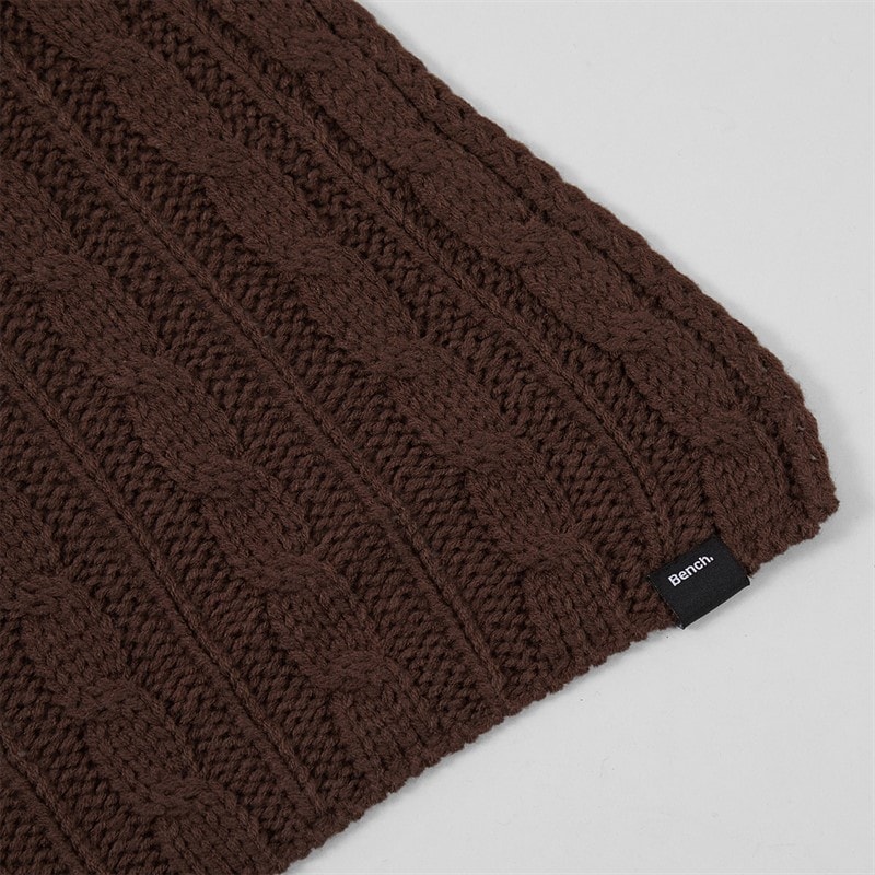 Womens Cable Knit Scarf Coffee - Image 2