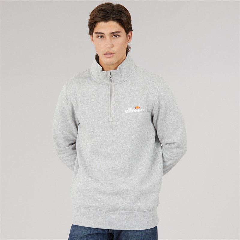Mens Benevento 1/4 Zip Sweatshirt Light Grey Marl - Image 1