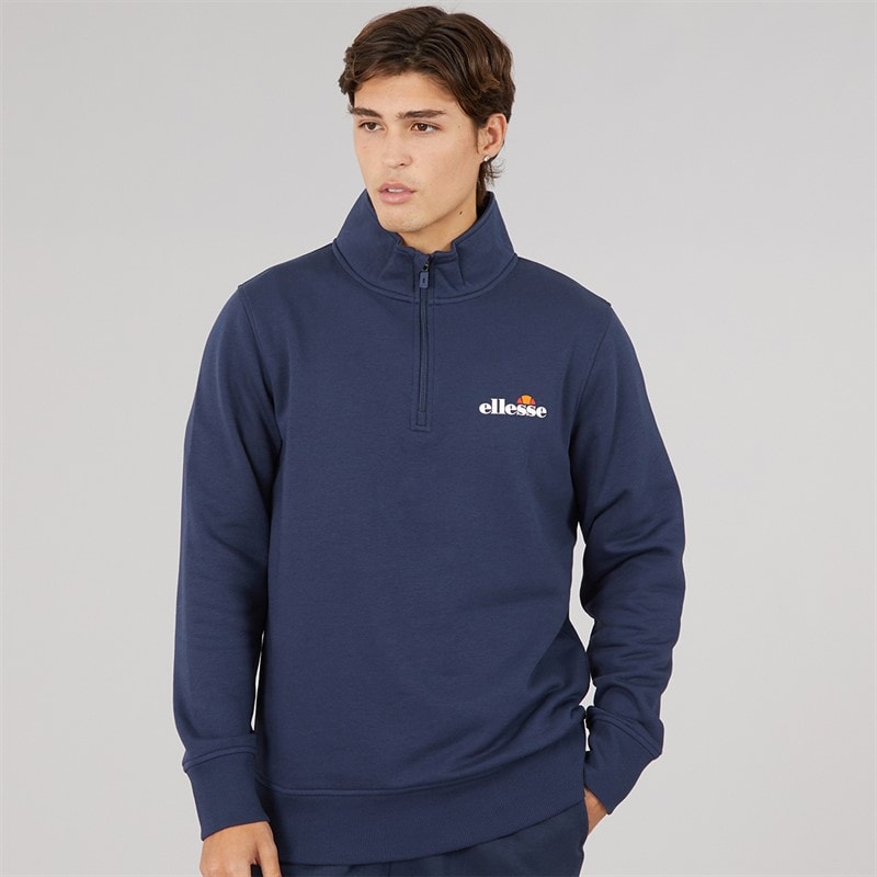 Ellesse Mens Benevento 1/4 Zip Sweatshirt Navy