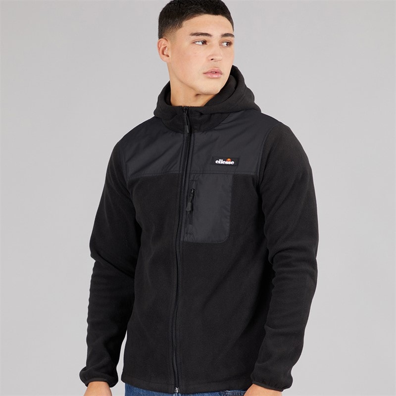 Mens Caprio Hooded Fleece Jacket Black - Image 3