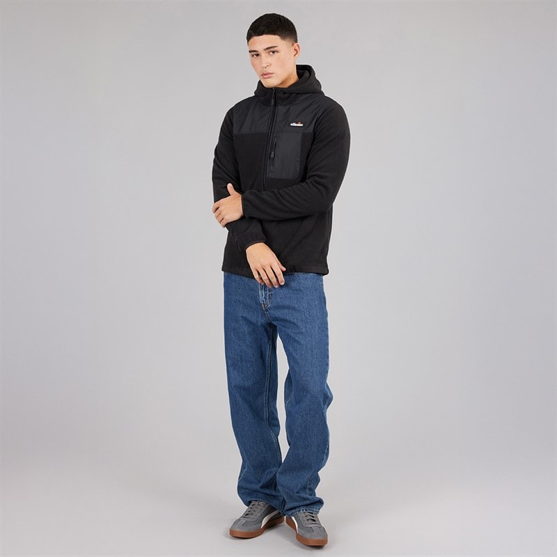 Mens Caprio Hooded Fleece Jacket Black - Image 4