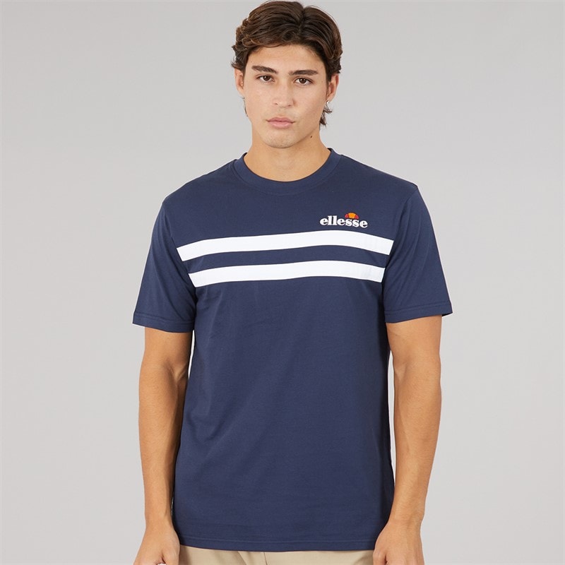 Ellesse Mens Squalius Retro Stripe T-Shirt Navy