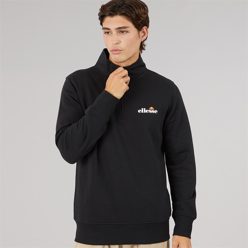 Ellesse Mens Benevento 1/4 Zip Sweatshirt Black