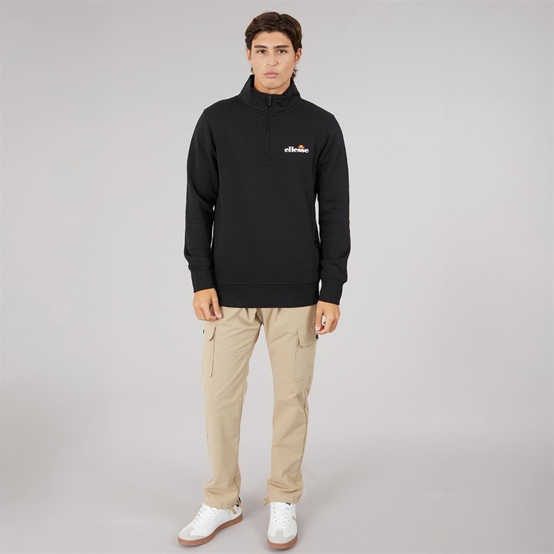 Mens Benevento 1/4 Zip Sweatshirt Black - Image 4
