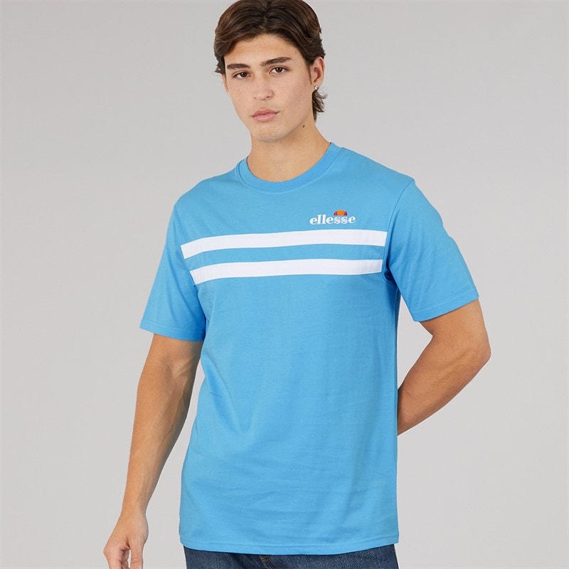 Ellesse Mens Squalius Retro Stripe T-Shirt Blue