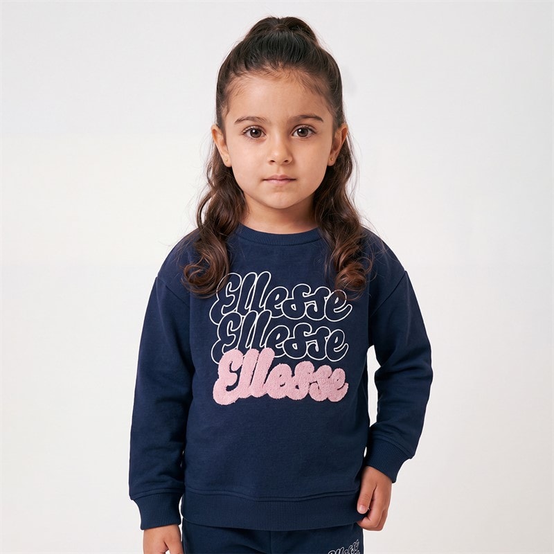 Girls Mazzi Bubble Logo Sweatshirt And Joggers Set Navy - Image 3