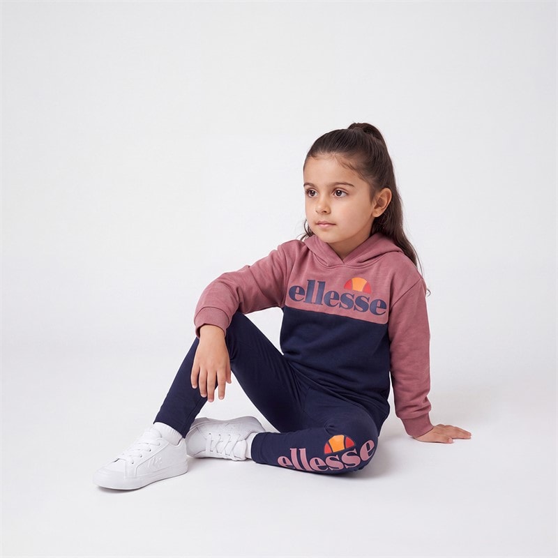 Girls Maria Logo Leggings Set Rose/Navy - Image 1