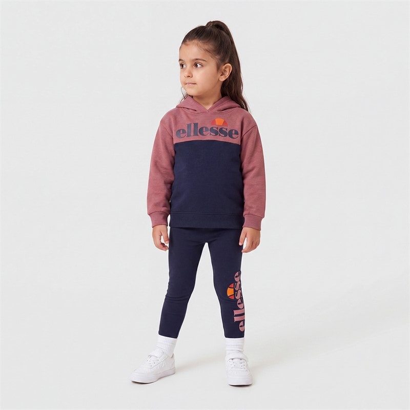 Girls Maria Logo Leggings Set Rose/Navy - Image 4