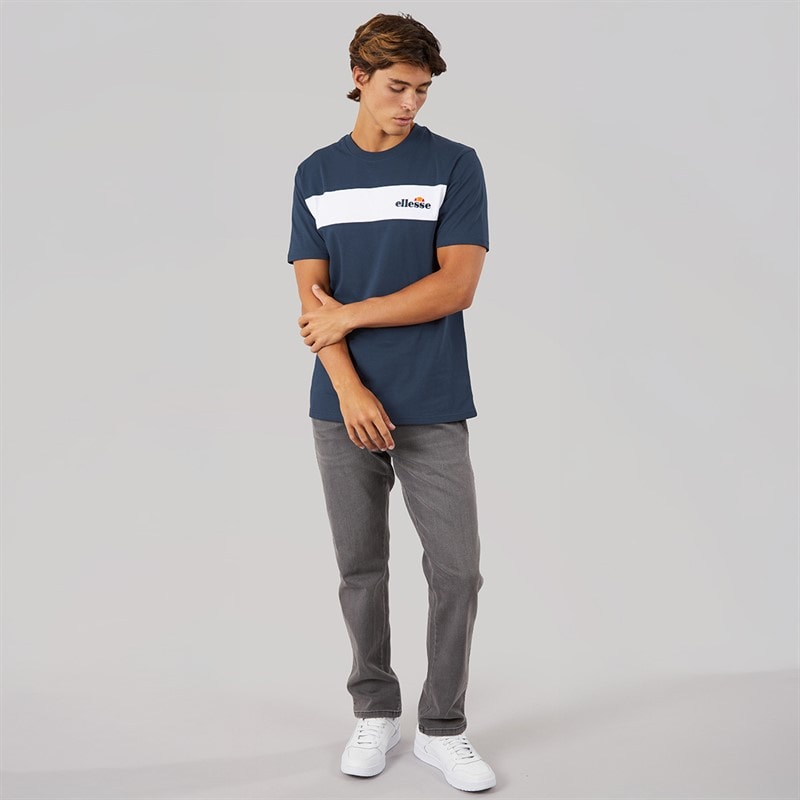 Mens Moulton Panel T-Shirt Navy - Image 4