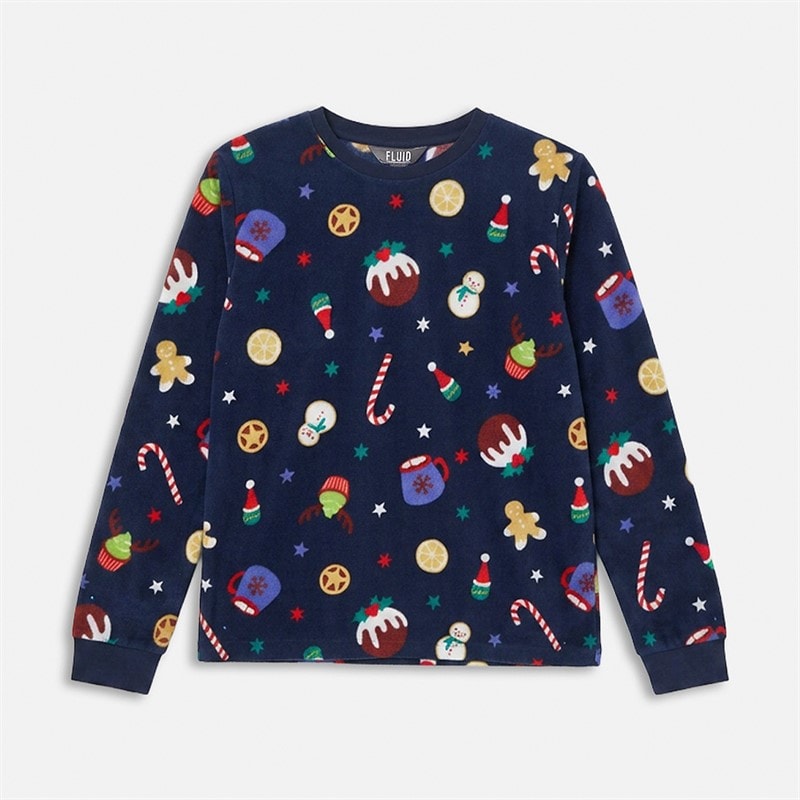 Kids Christmas Microfleece Set Multi Navy - Image 2