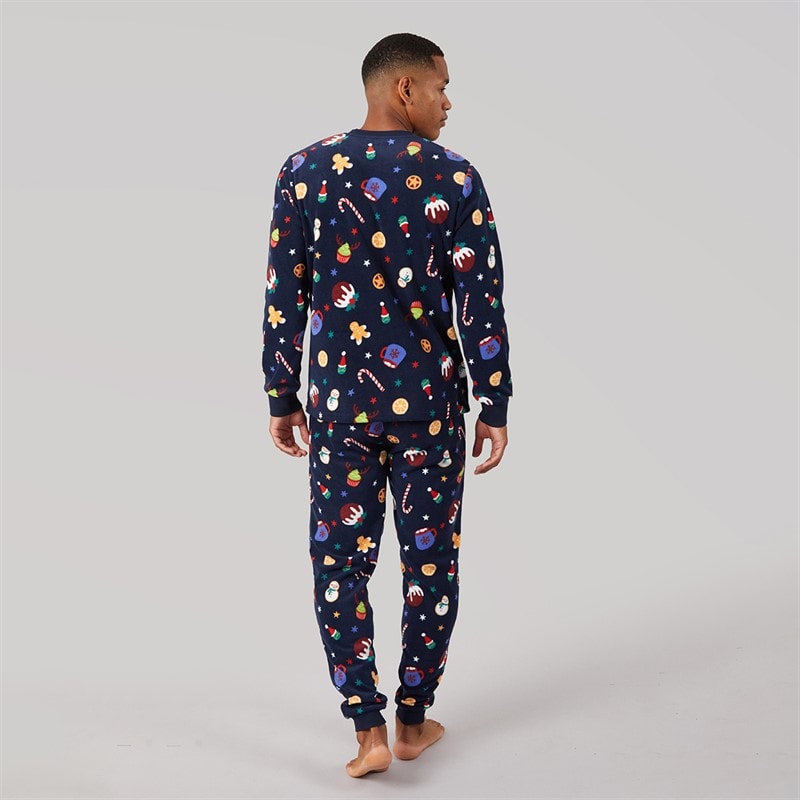 Mens Christmas Microfleece Set Multi Navy - Image 2