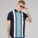 Mens Classic Stripe Polo Shirt Navy/Smoke Blue