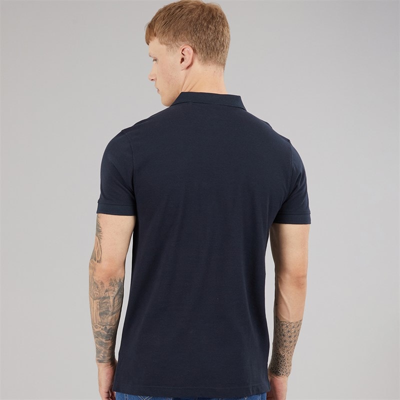 Mens Classic Stripe Polo Shirt Navy/Smoke Blue - Image 2