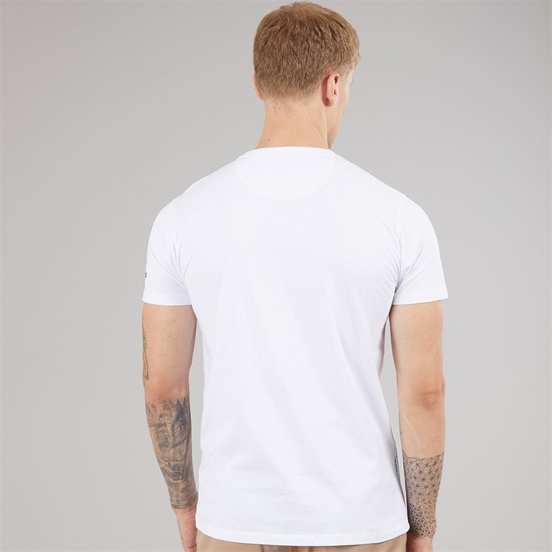 Mens Racing Stripe T-Shirt White/Navy/Grey - Image 2