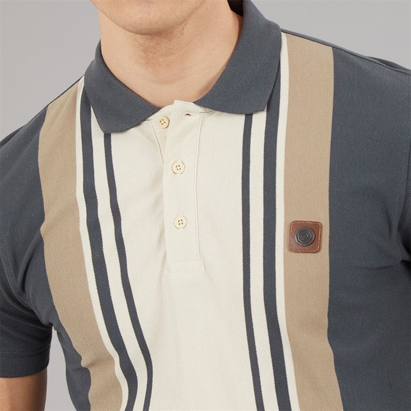 Mens Classic Stripe Polo Shirt Iron - Image 3