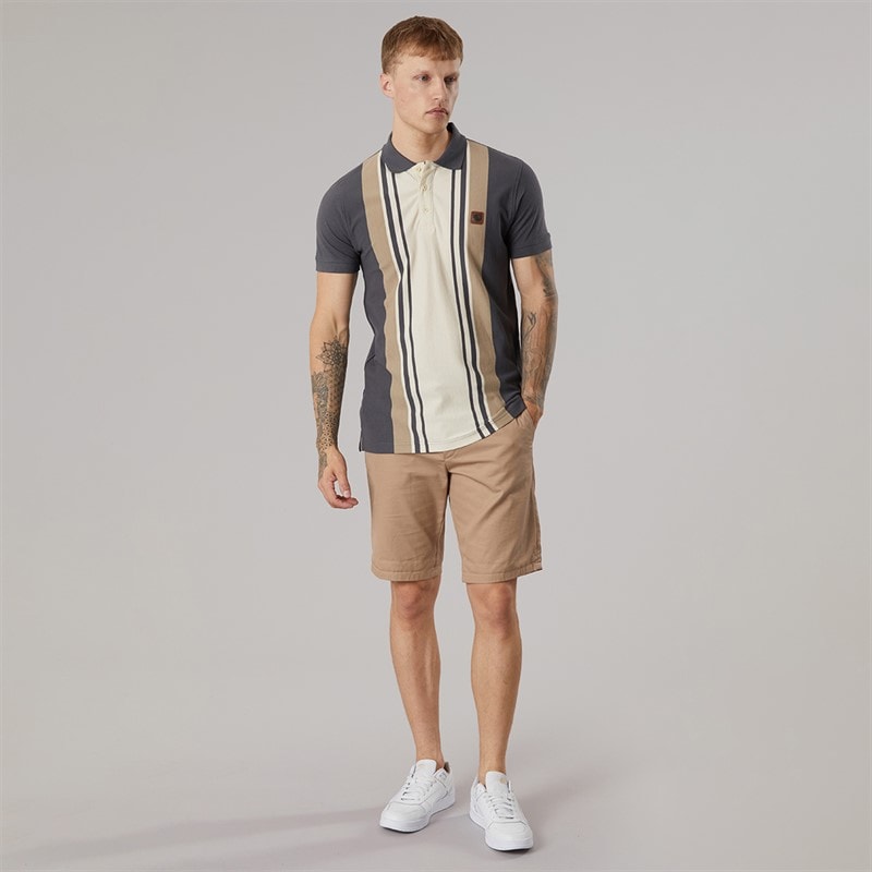 Mens Classic Stripe Polo Shirt Iron - Image 4