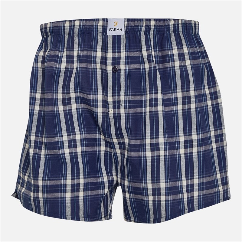 Mens Minet Three Pack Woven Boxer Shorts Navy Blue Check/Navy/Navy Blue Check - Image 2