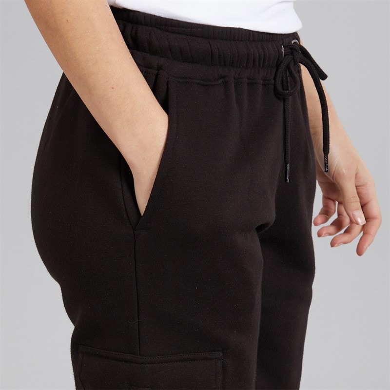 Womens Cargo Joggers Black - Image 3