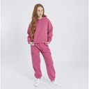 Girls Hoodie And Cargo Joggers Tracksuit Pink/Rose Wine