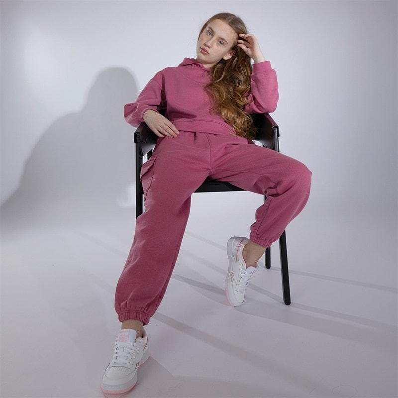 Girls Hoodie And Cargo Joggers Tracksuit Pink/Rose Wine - Image 3