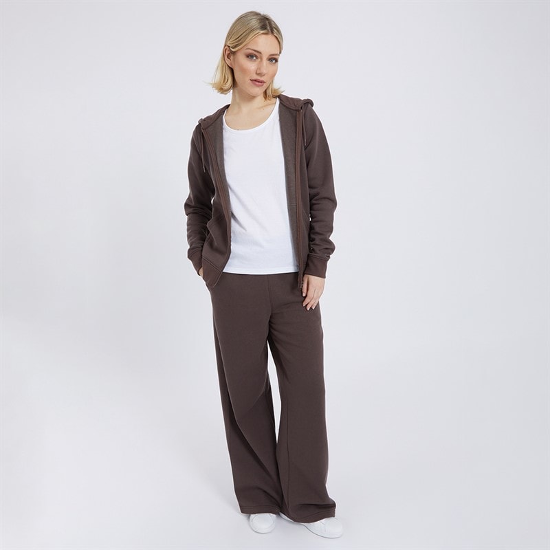 Womens Open Hem Joggers Chocolate - Image 3