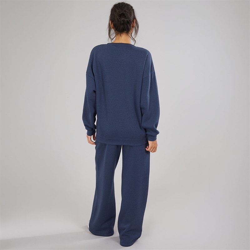 Womens Oversized Sweatshirt And Open Hem Joggers Washed Midnight Blue - Image 2