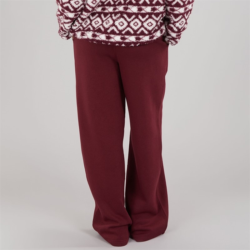 Womens Open Hem Joggers Burgundy - Image 2