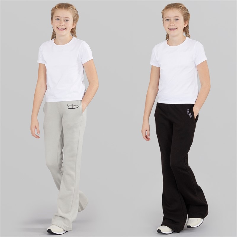 Girls Two Pack Flared Joggers Light Grey/Black - Image 4