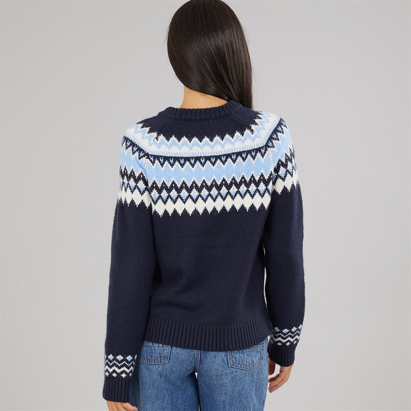 Womens Fairisle Crew Neck Jumper Navy/Blue/Ivory - Image 2