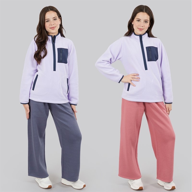 Girls Two Pack Wide Leg Joggers Dusky Blue/Dusky Rose - Image 3