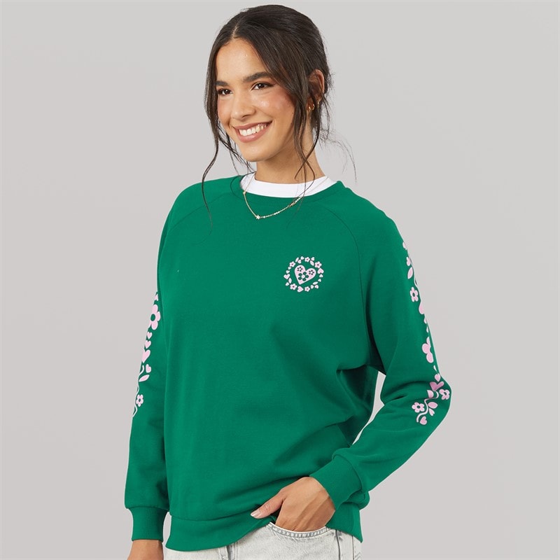 Womens Crew Neck Sweatshirt Evergreen - Image 3