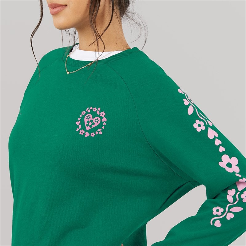 Womens Crew Neck Sweatshirt Evergreen - Image 5