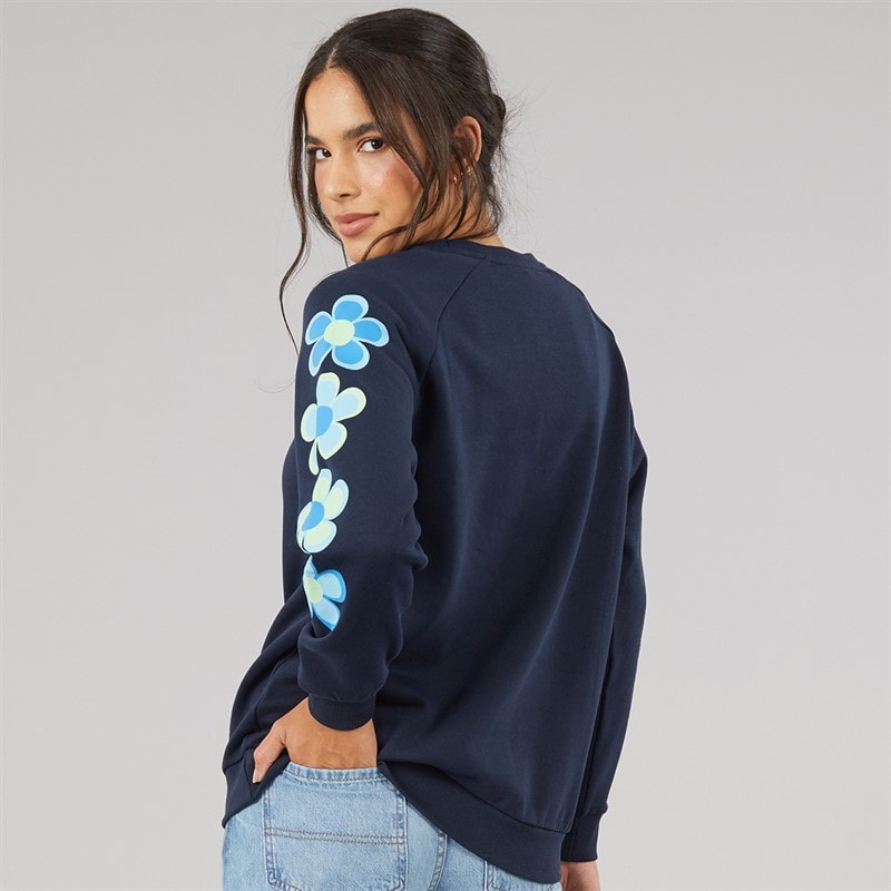 Womens Crew Neck Sweatshirt Navy - Image 2