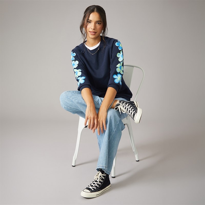 Womens Crew Neck Sweatshirt Navy - Image 4