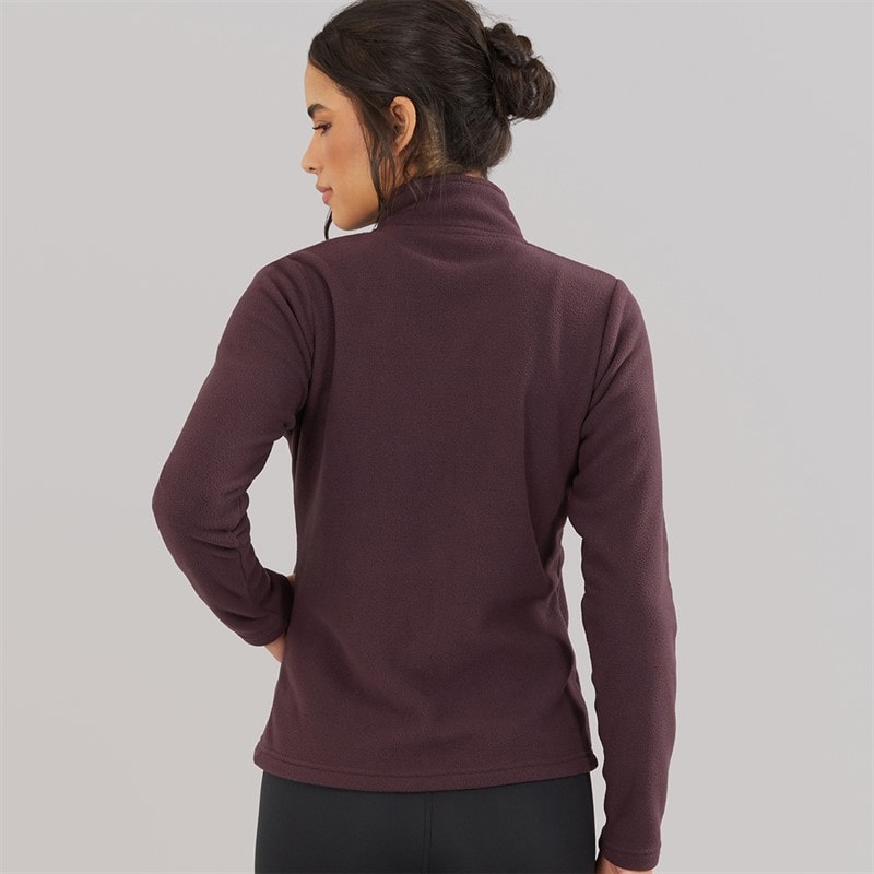 Womens Zip Through Microfleece Top Burgundy - Image 2