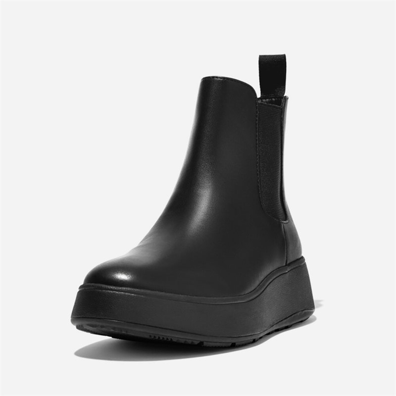 Womens Leather Flatform Chelsea Boots All Black - Image 5