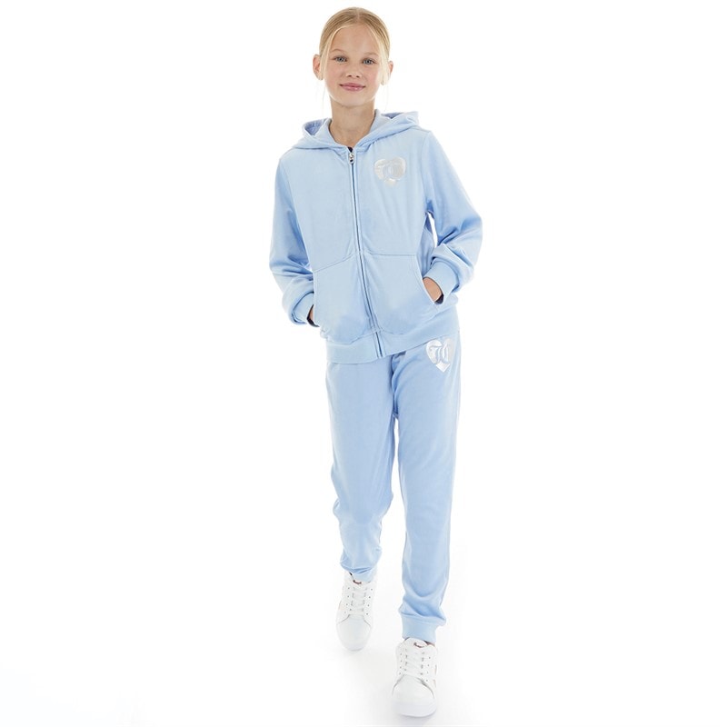 Juicy Couture Girls Velour Heart Logo Tracksuit Della Robbia Blue - Image 1