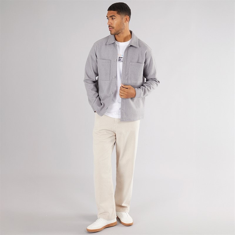 Mens Baxter Overshirt Light Grey Marl - Image 3
