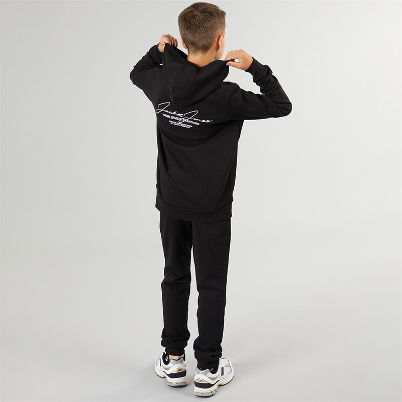 Boys Cover Script Hoodie And Joggers Tracksuit Black - Image 2