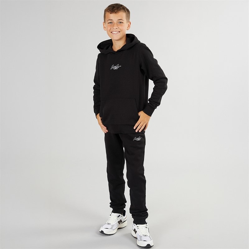 Boys Cover Script Hoodie And Joggers Tracksuit Black - Image 3