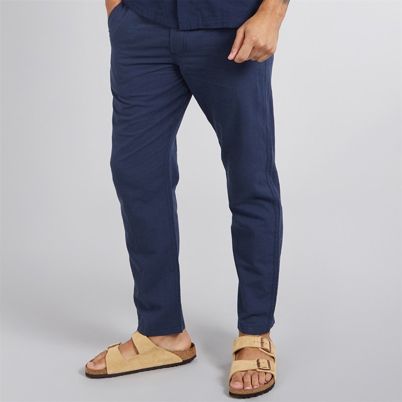 JACK & JONES Mens Kane Paros Linen Blend Trousers Navy Blazer