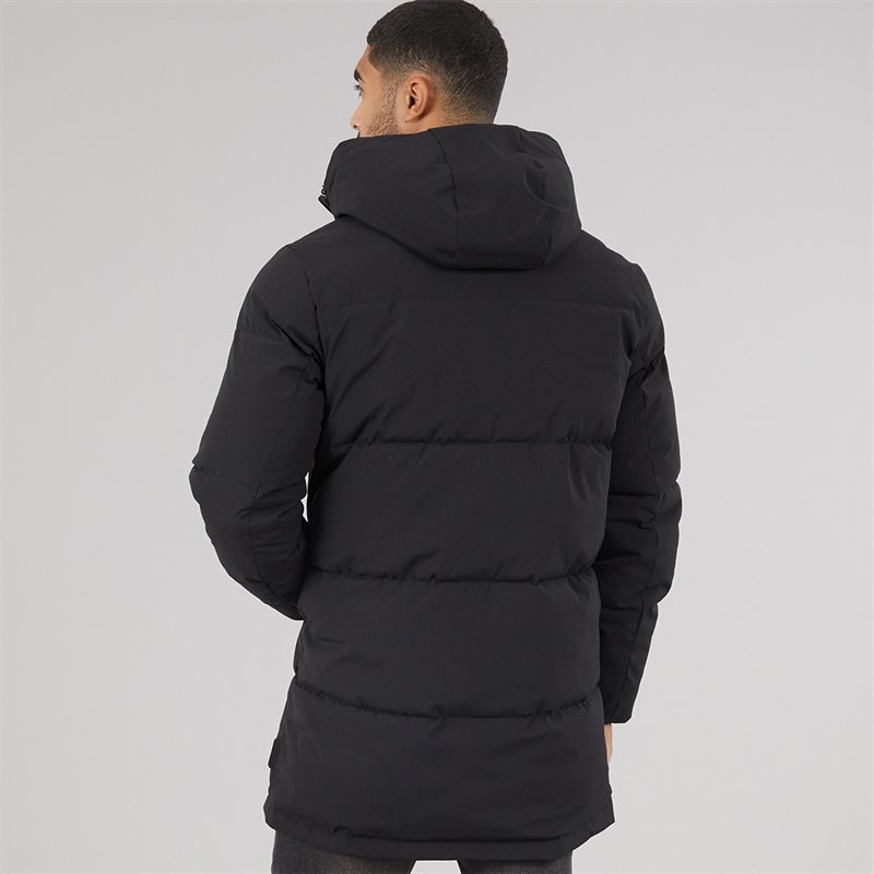 Mens Surface Long Puffer Coat Black - Image 2