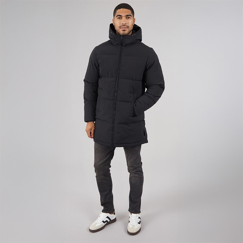 Mens Surface Long Puffer Coat Black - Image 3
